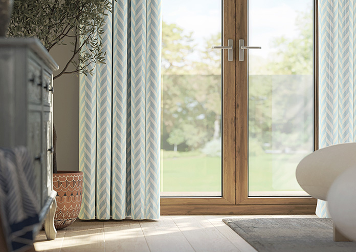 Chevron Stripe, Light Blue - Made to Measure Curtains - Image 5